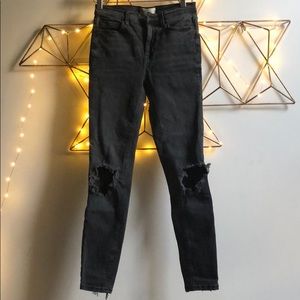 Free people dark grey ripped knee jeans